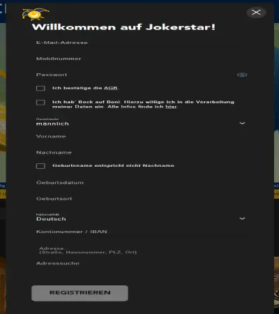 Jokerstar Registration